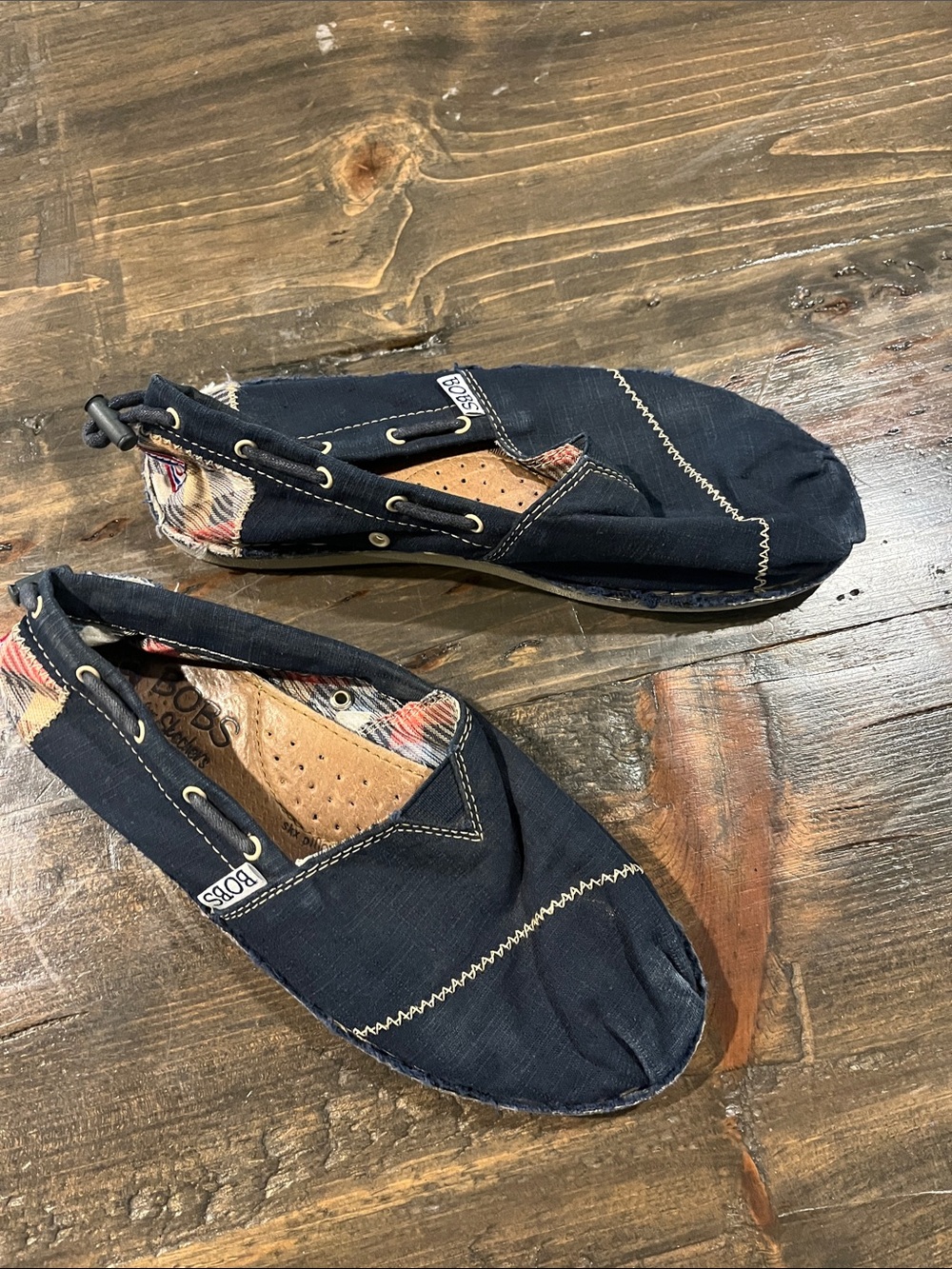 BOBS from Skechers Women's Navy Canvas Slip-On Flats - Picture 3 of 5